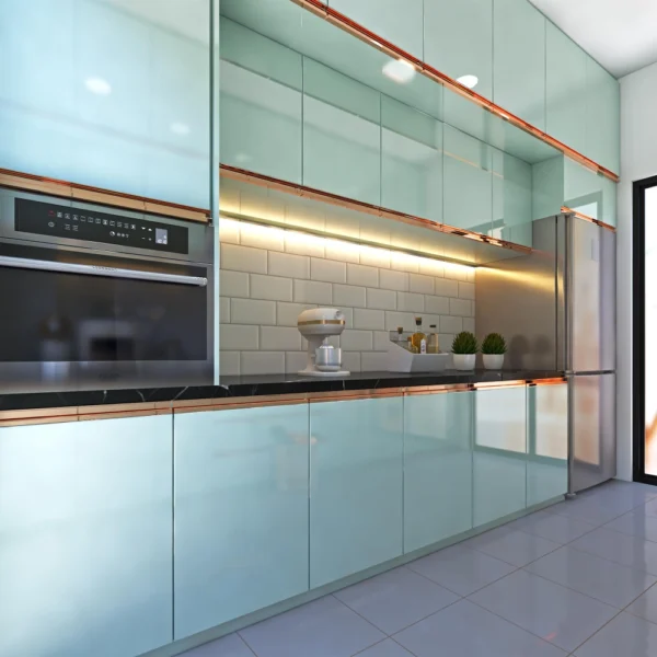 Crédence verre sur mesure transparente et verre laqué