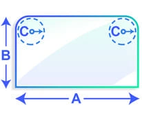 forme rectangle deux coins arrondi A