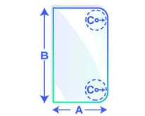 forme rectangle deux coins arrondi B