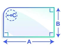 forme rectangle un angle arrondi D