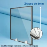 Double vitrage : 2 faces identiques de 8mm