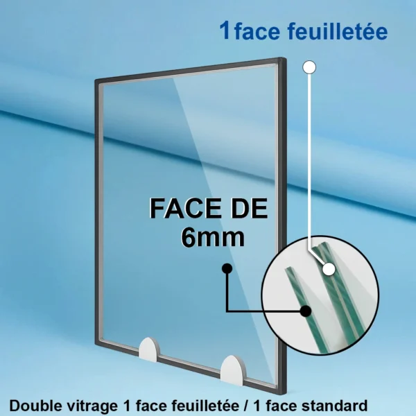 Double vitrage feuilleté : 1 face en 6 mm