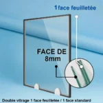 Double vitrage feuilleté : 1 face en 8 mm